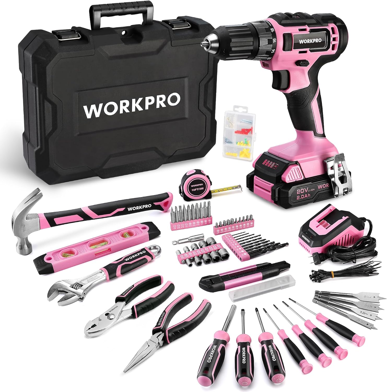 Power Tools Images - 141PCS Pink Cordless Drill & Home
