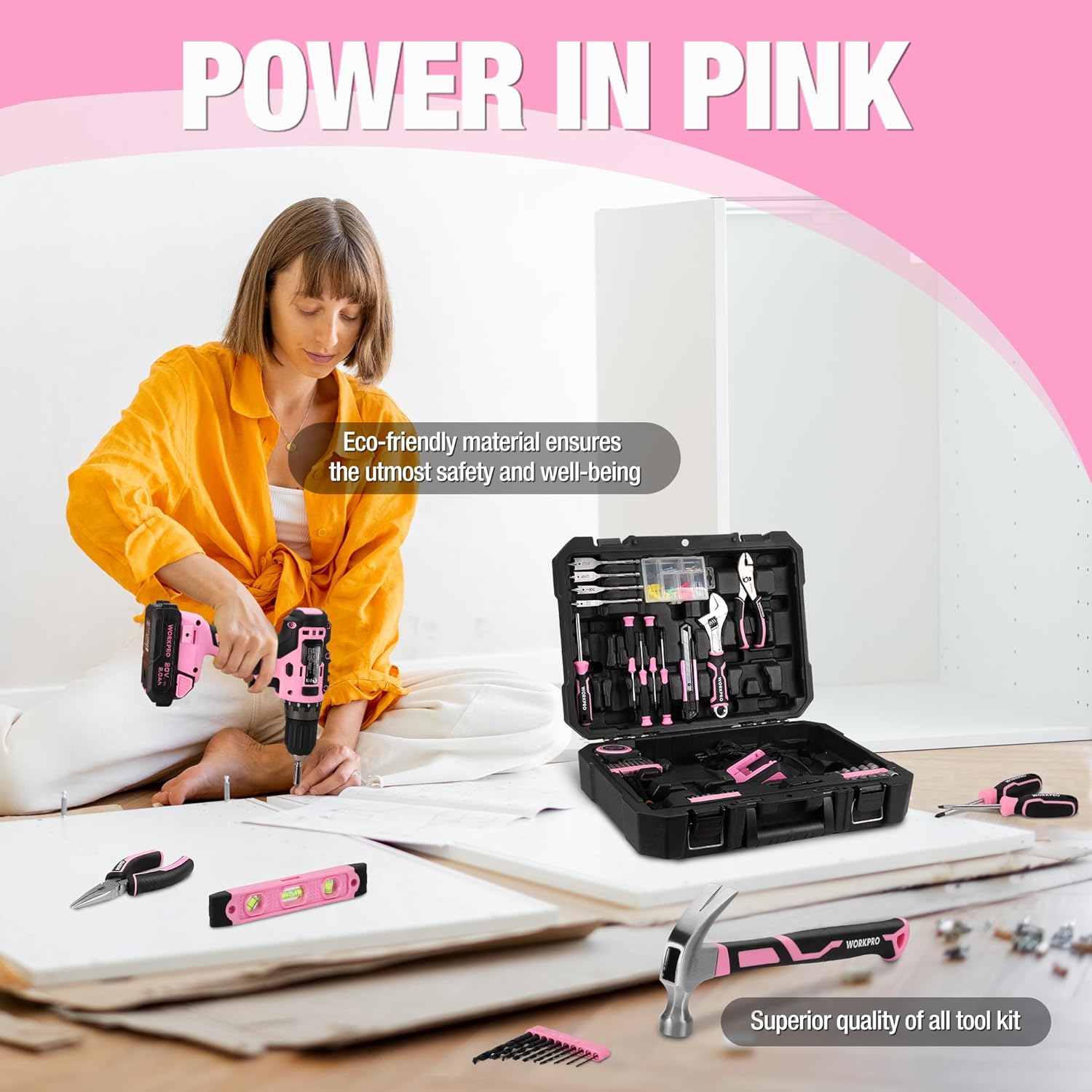 141PCS Pink Cordless Drill & H - Power Tools Images บทวิจารณ์และราคา